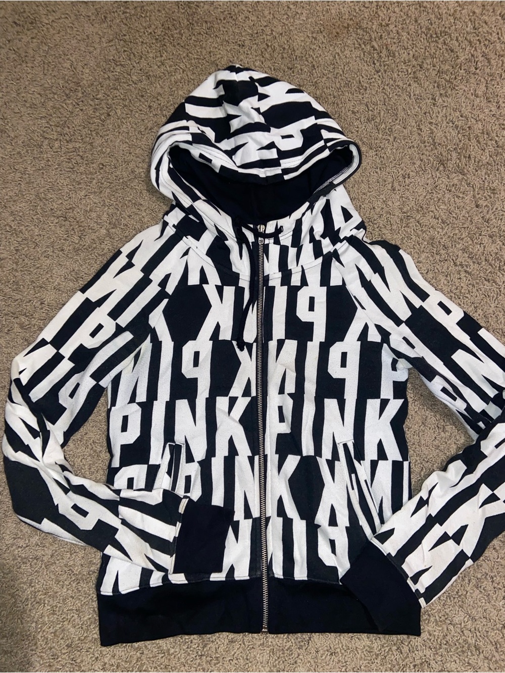 Victoria's Secret PINK Black and White Logo Hoodie